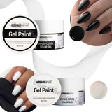 Gel Paint Uv/ Led Negro Blanco Cherimoya Uñas Esculpidas