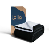 Cobija Laila Cobertor Con Borrega Color Negro De 1.5cm X 2.2cm