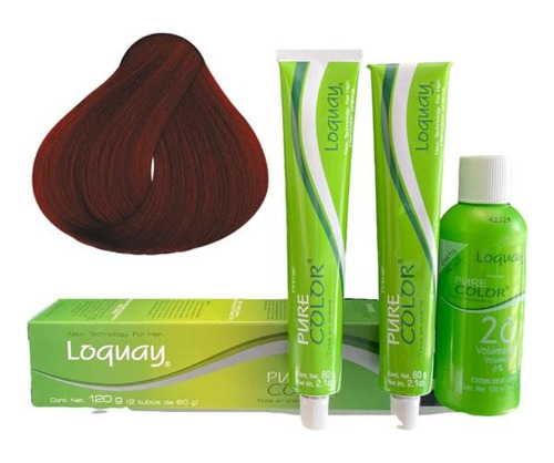  Kit Tinte Loquay 120g + Revelador 120ml Tonos Disponibles Tono 4.65 Castaño Medio Rojizo Caoba