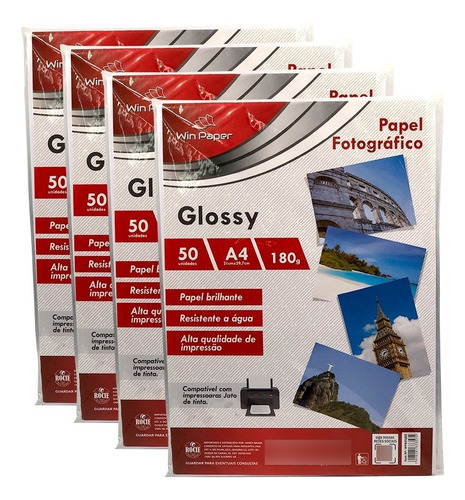 Papel Fotográfico Adesivo A4 Glossy 180g 50folhas Masterprin