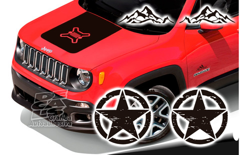 Calco Jeep Renegade Kit Capot Grid + Estrellas + Mountain