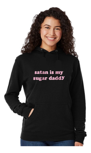 Buzo Hoodie Negro - Satan Sugar Daddy - Canguro - Unisex 