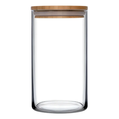 Frasco De Vidrio Con Tapa De Bambú Especiero De 1.48 Litros Color Transparente