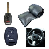 Cubre Volante + Funda Llave Silicona - Honda Fit Crv - Negro