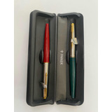 Parker 45 St Pluma Fuente (ambas, Verde Y Roja) Clip Dorado.