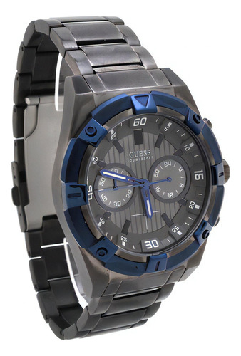 Reloj Guess W0377g5 Hombre En Acero Negro Color Del Bisel Azul