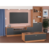 Combo Rack Tv + Mesa Ratona + Biblioteca Living Modular Rack