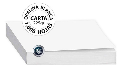 Cartulina Opalina Blanca 225 Gr Carta - 1,000 Hojas