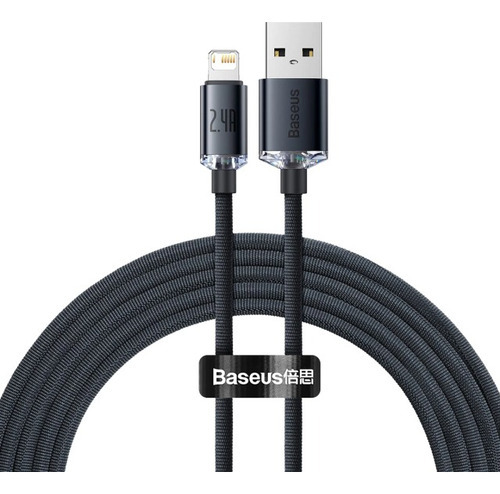  Cable Para iPhone 2 Mts Usb-a A Tipo Lightning Carga Rápida Color Negro