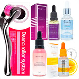 Kit Microagulhamento Derma +acido Hialuronico+colagen+c+rosa