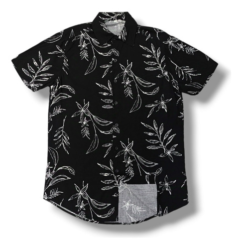 Camisa Masculina Casual Floral Estampa Havaiana Manga Curta