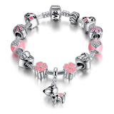 Puppy Dog Charm Bracelet Love Heart Charm B