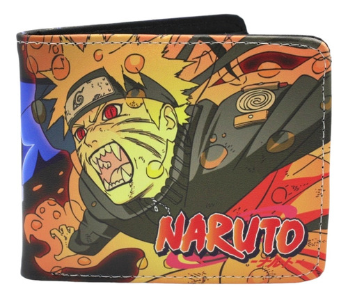 Cartera De Naruto Con Sasuke  - Duo Anime - Naranja Morado