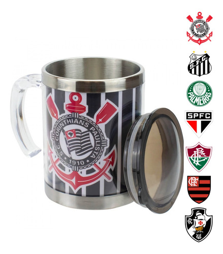 Caneca Fluminense Oficial Térmica Inox Com Tampa Time 450ml 