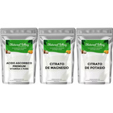 Natural Whey Citrato De Magnesio 1 Kg + Citrato De Potasio 1 Kg + Vitamina C 500g