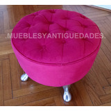 Puff Redondo Capitoné Patas Metal Macizo Fucsia (pc103m)