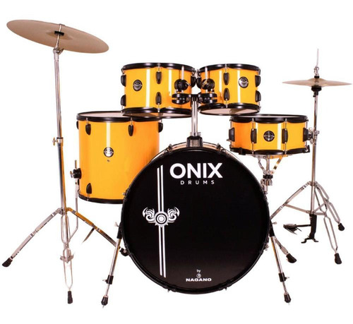 Bateria Acústica Nagano Onix Skinny 20 Yellow Kit Completo