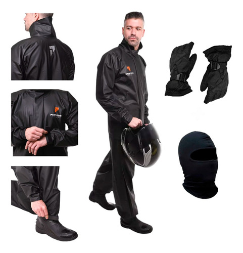 Capa Chuva Moto Touca Ninja Luva Frio Proteção