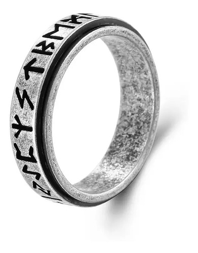 Anillo Runas Vikingo Anti Estres Giratorio Acero Inoxidable