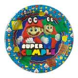 Pack 6 Platos Carton Super Mario Bross Cumpleaños