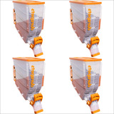 4 Dispenser Durabox Parede Raçao E Grãos 40 Litros 15 Kg Cor Laranja