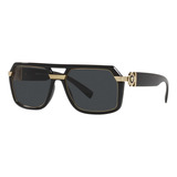 Gafas De Sol Versace Man Montura Negra, Lentes Gris Oscuro,