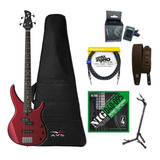 Contra Baixo Yamaha Trbx174 4 Cordas Vermelho Metalico + Kit