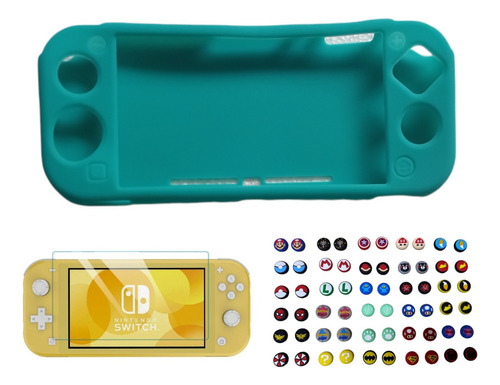 Silicona Turquesa Switch Lite + Vidrio Lite + 2 Grips