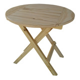 Mesa Plegable Redonda De Madera De Pino 70 Cm Diametro