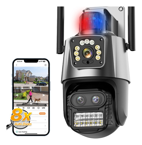 Cámara De Seguridad Exterior Ip 5k 9mp Tres Lentes Zoom 8x