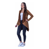 Cardigan En Gamuza, Saco Abierto, Blazer, Color Café, Marron