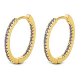 Aretes De Plata 925 Oro 18k Arracadas Zirconias Azules Mujer