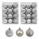 Adorno Navidad 48pz Decoracion Esferas Navideñas 4cm Color Plata Liso