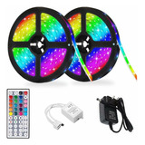 Led Faixa Luzes Rgb 10m (2x5m) Para Decora+controle Multicol