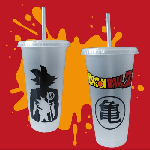 Vaso Personalizado - Dragon Ball Z Goku - C/ Tapa Y Popote