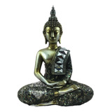 Buda Thai Grande Meditando 34cm Escultura Deco Premium Zn