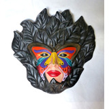 Gran Máscara De Cerámica Decorativa 30 X 30 Cms 1.4 Kgs