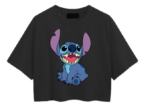 Blusinha Cropped Algodão Lilo & Stitch Fofo Moda Feminina 