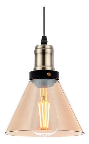 Lustre Pendente Blumenau Vintage Cone Âmbar E27 Bivolt