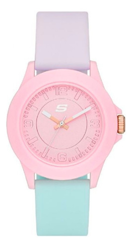 Reloj Skechers Sr6215 Rosencrans Para Mujer Color De La Correa Menta/lila Color Del Bisel Rosa Color Del Fondo Rosa