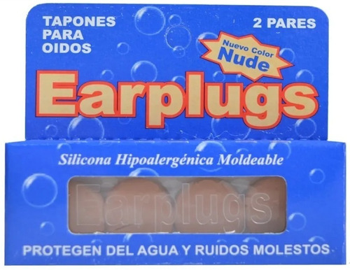 Tapones Para Oidos Silicona Earplugs Color Nude X 2 Pares