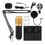 Kit Micrófono Profesional De Condensador + Tarjeta Sonido V8