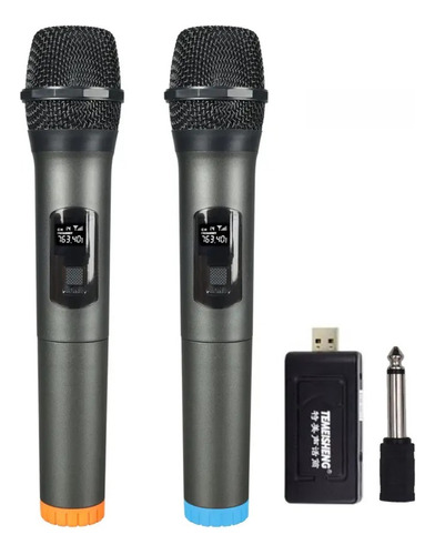 Microfones Dinâmico Sem Fio Duplo Profissional Recarregável