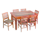 Conjunto Mesa Jantar 1.5m 6 Cadeira Madeira Demoliçao Patina