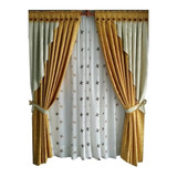 Cortinas En Yackard + Bolillo Con Accesorios Para Instalacio