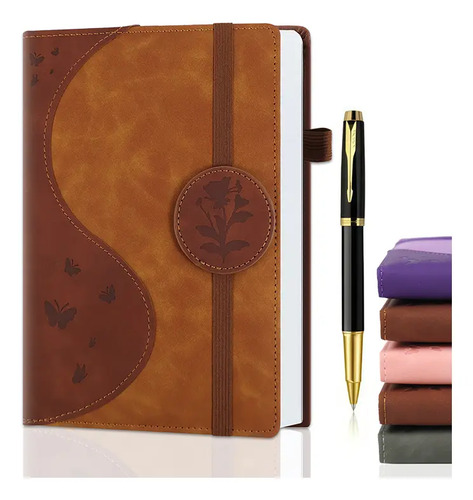 A5 Piel Cuaderno De Notas Tapa Dura Libreta Oficina+bolígraf | MercadoLibre