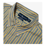 Camisa Ralph Lauren Custon Fit Lineas Amarilla-bco Talla Xl