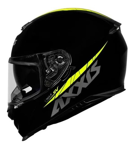 Capacete Axxis Eagle Sv Solid Preto Amarelo Brilho