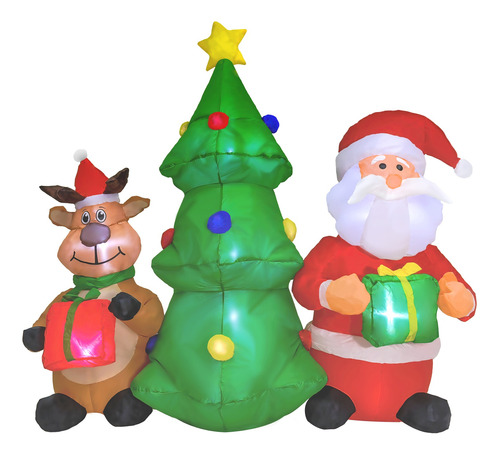 Inflable Navidad Santa Reno Arbol Luz Led Decoracion 1.5mts