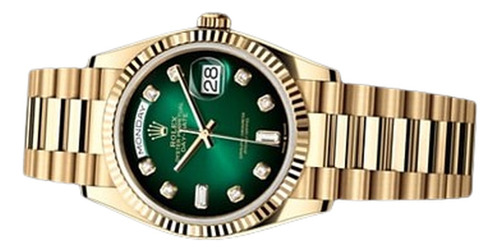 Relógio Feminino Rolex Daydate 36mm Verde Vidro Safira Na Cx